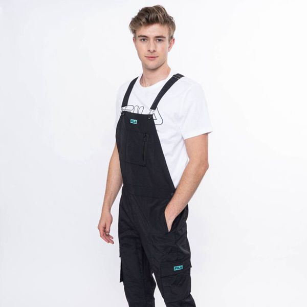 Pantalones Fila Hombre Negras - Roger Dungaree - España 384215LJN